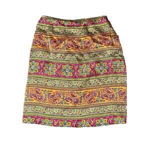 Cardiere et cie‎ Pure Silk Mixed Print Paisley & Floral Mini Pencil Skirt Size 6